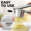 imageZulay Kitchen Premium Large 15oz Potato Ricer Heavy Duty Professional Stainless Steel Potato Masher and Ricer Kitchen Tool Press and Mash Kitchen Gadget  Metallic BlackSilver  Black