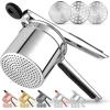 imageZulay Kitchen Premium Large 15oz Potato Ricer Heavy Duty Professional Stainless Steel Potato Masher and Ricer Kitchen Tool Press and Mash Kitchen Gadget  Metallic BlackSilver  Black