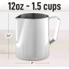 imageZulay Milk Frother Cup 350ml600ml950ml 12oz20oz32oz  Stainless Steel Frothing Pitcher with Latte Art Pen  LaserWelded Handle ampamp Precise Measurement Markings  12ozSilver