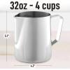 imageZulay Milk Frother Cup 350ml600ml950ml 12oz20oz32oz  Stainless Steel Frothing Pitcher with Latte Art Pen  LaserWelded Handle ampamp Precise Measurement Markings  12ozSilver