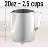 imageZulay Milk Frother Cup 350ml600ml950ml 12oz20oz32oz  Stainless Steel Frothing Pitcher with Latte Art Pen  LaserWelded Handle ampamp Precise Measurement Markings  12ozSilver