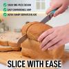 imageZulay Serrated Bread Knife  Stainless Steel Bread Knife for Homemade Bread Cake Bagel  One Piece Bread Cutter ampamp Slicer with Tip Safety Guard  Sharp 8Inch Blade ampamp 5Inch Handle BlackBlue