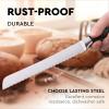 imageZulay Serrated Bread Knife  Stainless Steel Bread Knife for Homemade Bread Cake Bagel  One Piece Bread Cutter ampamp Slicer with Tip Safety Guard  Sharp 8Inch Blade ampamp 5Inch Handle BlackBlack