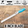 imageZulay Serrated Bread Knife  Stainless Steel Bread Knife for Homemade Bread Cake Bagel  One Piece Bread Cutter ampamp Slicer with Tip Safety Guard  Sharp 8Inch Blade ampamp 5Inch Handle BlackBlue
