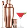 imageZulay Cocktail Shaker Set  Stainless Steel Mixed Drink Shaker  Martini Shaker Set with Build in Strainer Double Sided Jigger ampamp Muddler Combo Mixing Spoon  Pro Margarita Shaker  Large 24ozRose Gold
