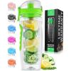 imageZulay Fruit Infuser Water Bottle  34oz  Leakproof With FullLength Infusion Rod  Men Womens Ideal Fitness Gift Or For Gym CampingEnergy Green