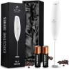 imageZulay Kitchen Milk Frother Wand Drink Mixer with AA Duracell Batteries Durable Handheld Milk Frother Electric Whisk  EasyClean Milk Frother Wand ampamp Mini Blender  Electric Coffee Frother  BlackWhite