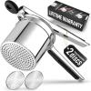 imageZulay Kitchen Premium Large 15oz Potato Ricer Heavy Duty Professional Stainless Steel Potato Masher and Ricer Kitchen Tool Press and Mash Kitchen Gadget  Metallic BlackBlackSilver