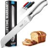 imageZulay Serrated Bread Knife  Stainless Steel Bread Knife for Homemade Bread Cake Bagel  One Piece Bread Cutter ampamp Slicer with Tip Safety Guard  Sharp 8Inch Blade ampamp 5Inch Handle BlackSilver