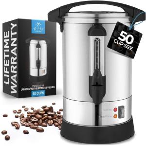 imageZulay Commercial Coffee Maker  100 Cup Coffee Percolator With DoubleWall Stainless Steel ampamp TwistLock Lid  Quick Brewing Coffee Urn With KeepWarm Mode For Events ampamp Catering  SilverSilver