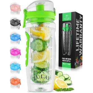 imageZulay Fruit Infuser Water Bottle  34oz  Leakproof With FullLength Infusion Rod  Men Womens Ideal Fitness Gift Or For Gym CampingEnergy Green
