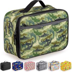 imageZulay Insulated Lunch Bag  Thermal Kids Lunch Bag With Spacious Compartment ampamp BuiltIn Handle  Portable Back To School Lunch Bag For Kids Boys ampamp Girls To Keep Food Fresh LadybugsShark Camouflage