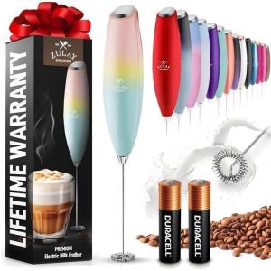 imageZulay Kitchen Milk Frother Wand Drink Mixer with AA Duracell Batteries Durable Handheld Milk Frother Electric Whisk  EasyClean Milk Frother Wand ampamp Mini Blender  Electric Coffee Frother  BlackCupcake