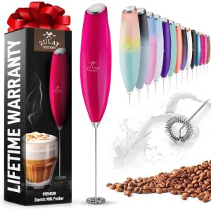 imageZulay Kitchen Milk Frother Wand Drink Mixer with AA Duracell Batteries Durable Handheld Milk Frother Electric Whisk  EasyClean Milk Frother Wand ampamp Mini Blender  Electric Coffee Frother  BlackDragon Fruit