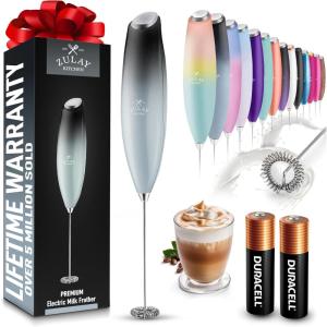 imageZulay Kitchen Milk Frother Wand Drink Mixer with AA Duracell Batteries Durable Handheld Milk Frother Electric Whisk  EasyClean Milk Frother Wand ampamp Mini Blender  Electric Coffee Frother  BlackStorm