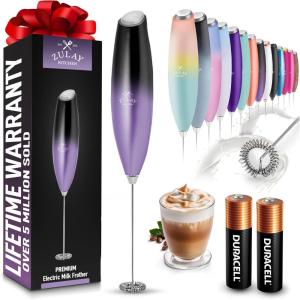 imageZulay Kitchen Milk Frother Wand Drink Mixer with AA Duracell Batteries Durable Handheld Milk Frother Electric Whisk  EasyClean Milk Frother Wand ampamp Mini Blender  Electric Coffee Frother  BlackGalaxy