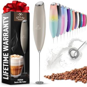 imageZulay Kitchen Milk Frother Wand Drink Mixer with AA Duracell Batteries Durable Handheld Milk Frother Electric Whisk  EasyClean Milk Frother Wand ampamp Mini Blender  Electric Coffee Frother  BlackGray