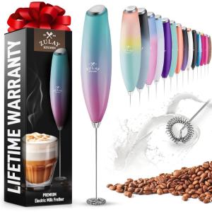 imageZulay Kitchen Milk Frother Wand Drink Mixer with AA Duracell Batteries Durable Handheld Milk Frother Electric Whisk  EasyClean Milk Frother Wand ampamp Mini Blender  Electric Coffee Frother  BlackBubblegum