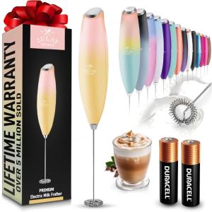 imageZulay Kitchen Milk Frother Wand Drink Mixer with AA Duracell Batteries Durable Handheld Milk Frother Electric Whisk  EasyClean Milk Frother Wand ampamp Mini Blender  Electric Coffee Frother  BlackMimosa