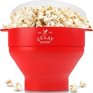 imageZulay Microwave Popcorn Popper  BPAFree Silicone Popcorn Popper Microwave Popcorn Bowl  Collapsible Microwave Popcorn Maker  Family Movie Night Supplies  BlackRed