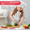imageZulay 3Piece Kids Knife Set for Real Cooking ampamp Baking  Toddler Knives for Cutting Fruits Veggies ampamp Cake  Childrens Montessori Knife with Serrated Edges  Safe ampamp Fun Lettuce Knife GreenRed