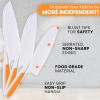imageZulay 3Piece Kids Knife Set for Real Cooking ampamp Baking  Toddler Knives for Cutting Fruits Veggies ampamp Cake  Childrens Montessori Knife with Serrated Edges  Safe ampamp Fun Lettuce Knife GreenApricot Orange