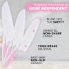 imageZulay 3Piece Kids Knife Set for Real Cooking ampamp Baking  Toddler Knives for Cutting Fruits Veggies ampamp Cake  Childrens Montessori Knife with Serrated Edges  Safe ampamp Fun Lettuce Knife GreenPink