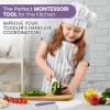 imageZulay 3Piece Kids Knife Set for Real Cooking ampamp Baking  Toddler Knives for Cutting Fruits Veggies ampamp Cake  Childrens Montessori Knife with Serrated Edges  Safe ampamp Fun Lettuce Knife GreenPurple