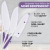 imageZulay 3Piece Kids Knife Set for Real Cooking ampamp Baking  Toddler Knives for Cutting Fruits Veggies ampamp Cake  Childrens Montessori Knife with Serrated Edges  Safe ampamp Fun Lettuce Knife GreenPurple