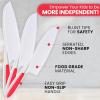imageZulay 3Piece Kids Knife Set for Real Cooking ampamp Baking  Toddler Knives for Cutting Fruits Veggies ampamp Cake  Childrens Montessori Knife with Serrated Edges  Safe ampamp Fun Lettuce Knife GreenRed