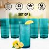 imageZulay Kitchen Acrylic Glasses Drinkware  8 Piece Unbreakable Plastic Tumblers  BPAFree Reusable Plastic Drinking Glasses for Home ampamp Outdoors  Stackable LeadFree ampamp Dishwasher Safe  12ampamp16ozTurquoise