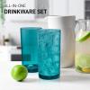 imageZulay Kitchen Acrylic Glasses Drinkware  8 Piece Unbreakable Plastic Tumblers  BPAFree Reusable Plastic Drinking Glasses for Home ampamp Outdoors  Stackable LeadFree ampamp Dishwasher Safe  12ampamp16ozTurquoise