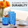imageZulay Kitchen Acrylic Glasses Drinkware  8 Piece Unbreakable Plastic Tumblers  BPAFree Reusable Plastic Drinking Glasses for Home ampamp Outdoors  Stackable LeadFree ampamp Dishwasher Safe  12ampamp16ozBlue