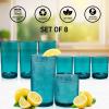 imageZulay Kitchen Acrylic Glasses Drinkware  8 Piece Unbreakable Plastic Tumblers  BPAFree Reusable Plastic Drinking Glasses for Home ampamp Outdoors  Stackable LeadFree ampamp Dishwasher Safe  12ampamp16ozTurquoise