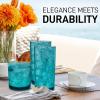 imageZulay Kitchen Acrylic Glasses Drinkware  8 Piece Unbreakable Plastic Tumblers  BPAFree Reusable Plastic Drinking Glasses for Home ampamp Outdoors  Stackable LeadFree ampamp Dishwasher Safe  12ampamp16ozTurquoise