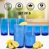 imageZulay Kitchen Acrylic Glasses Drinkware  8 Piece Unbreakable Plastic Tumblers  BPAFree Reusable Plastic Drinking Glasses for Home ampamp Outdoors  Stackable LeadFree ampamp Dishwasher Safe  12ampamp16ozBlue