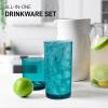 imageZulay Kitchen Acrylic Glasses Drinkware  8 Piece Unbreakable Plastic Tumblers  BPAFree Reusable Plastic Drinking Glasses for Home ampamp Outdoors  Stackable LeadFree ampamp Dishwasher Safe  12ampamp16ozTurquoise