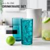 imageZulay Kitchen Acrylic Glasses Drinkware  8 Piece Unbreakable Plastic Tumblers  BPAFree Reusable Plastic Drinking Glasses for Home ampamp Outdoors  Stackable LeadFree ampamp Dishwasher Safe  12ampamp16ozTurquoise