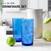 imageZulay Kitchen Acrylic Glasses Drinkware  8 Piece Unbreakable Plastic Tumblers  BPAFree Reusable Plastic Drinking Glasses for Home ampamp Outdoors  Stackable LeadFree ampamp Dishwasher Safe  12ampamp16ozBlue