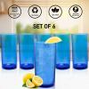 imageZulay Kitchen Acrylic Glasses Drinkware  8 Piece Unbreakable Plastic Tumblers  BPAFree Reusable Plastic Drinking Glasses for Home ampamp Outdoors  Stackable LeadFree ampamp Dishwasher Safe  12ampamp16ozBlue