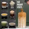 imageZulay Kitchen Powerful Milk Frother Handheld Foam Maker for Lattes and 12oz Stainless Steel Milk Frothing Pitcher