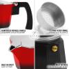 imageZulay Kitchen Stovetop Espresso Maker  Moka Pot 3 Espresso Cups  Percolator Coffee Maker for Classic Cuban ampamp Italian Style Espresso  Portable Coffee Maker for Camping ampamp Travel  RedBlack