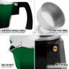 imageZulay Kitchen Stovetop Espresso Maker  Moka Pot 6 Espresso Cups  Percolator Coffee Maker for Classic Cuban ampamp Italian Style Espresso  Portable Coffee Maker for Camping ampamp Travel  GreenBlack