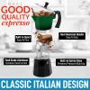 imageZulay Kitchen Stovetop Espresso Maker  Moka Pot 6 Espresso Cups  Percolator Coffee Maker for Classic Cuban ampamp Italian Style Espresso  Portable Coffee Maker for Camping ampamp Travel  GreenBlack