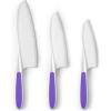 imageZulay 3Piece Kids Knife Set for Real Cooking ampamp Baking  Toddler Knives for Cutting Fruits Veggies ampamp Cake  Childrens Montessori Knife with Serrated Edges  Safe ampamp Fun Lettuce Knife GreenPurple