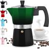 imageZulay Kitchen Stovetop Espresso Maker  Moka Pot 6 Espresso Cups  Percolator Coffee Maker for Classic Cuban ampamp Italian Style Espresso  Portable Coffee Maker for Camping ampamp Travel  GreenBlack