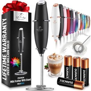 imageZulay Powerful Milk Frother 4 Duracell Batteries Included  Handheld Milk Frother Wand Drink Mixer for Coffee  Powerful Milk Foamer for Cappuccino Frappe Matcha ampamp Coffee Creamer  Black