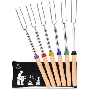 imageZulay Sturdy Marshmallow Sticks for Fire Pit Extra Long  Great Smores Sticks Smores Kit for Fire Pit  Marshmallow Roasting Skewers  Hot Dog Fork Bonfire Glamping Camping Accessory 32quot Value 10 Pack6 Pack