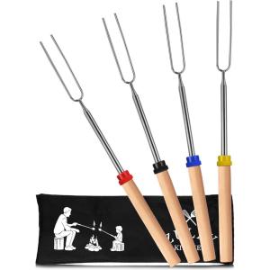 imageZulay Sturdy Marshmallow Sticks for Fire Pit Extra Long  Great Smores Sticks Smores Kit for Fire Pit  Marshmallow Roasting Skewers  Hot Dog Fork Bonfire Glamping Camping Accessory 32quot Value 10 Pack4 Pack