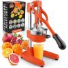 imageZulay Kitchen CastIron Orange Juice Squeezer  HeavyDuty EasytoClean Professional Citrus Juicer  Durable Stainless Steel Lemon Squeezer  Sturdy Manual Citrus Press ampamp Orange Squeezer PinkOrange
